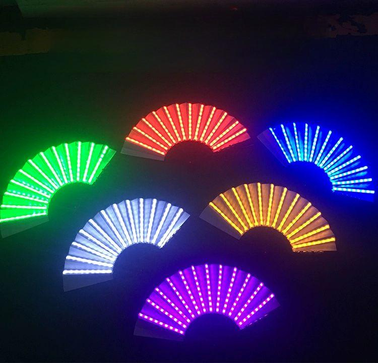 LED 부채 발광 접이식 파티 공연 소품 댄스 야광 무용 핑크라이트 2개 배터리 기타 - 상품 이미지