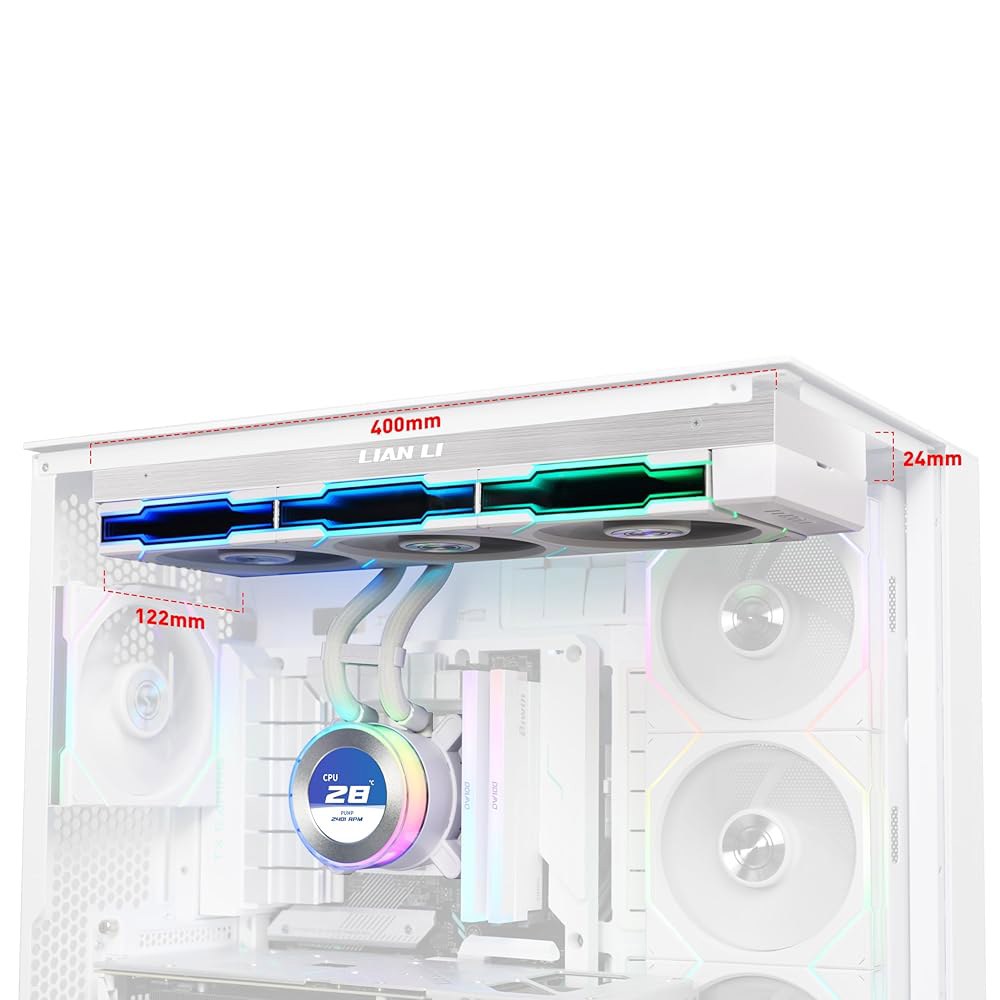 리안 리 하이드로시프트 II-C 360TL RGB 액체 CPU 쿨러 - 360mm AIO 3X 120 팬 2.1 u201D IPS LCD 화면 3 제어 모드 유연한 튜브 클램프 - 상세 이미지 3