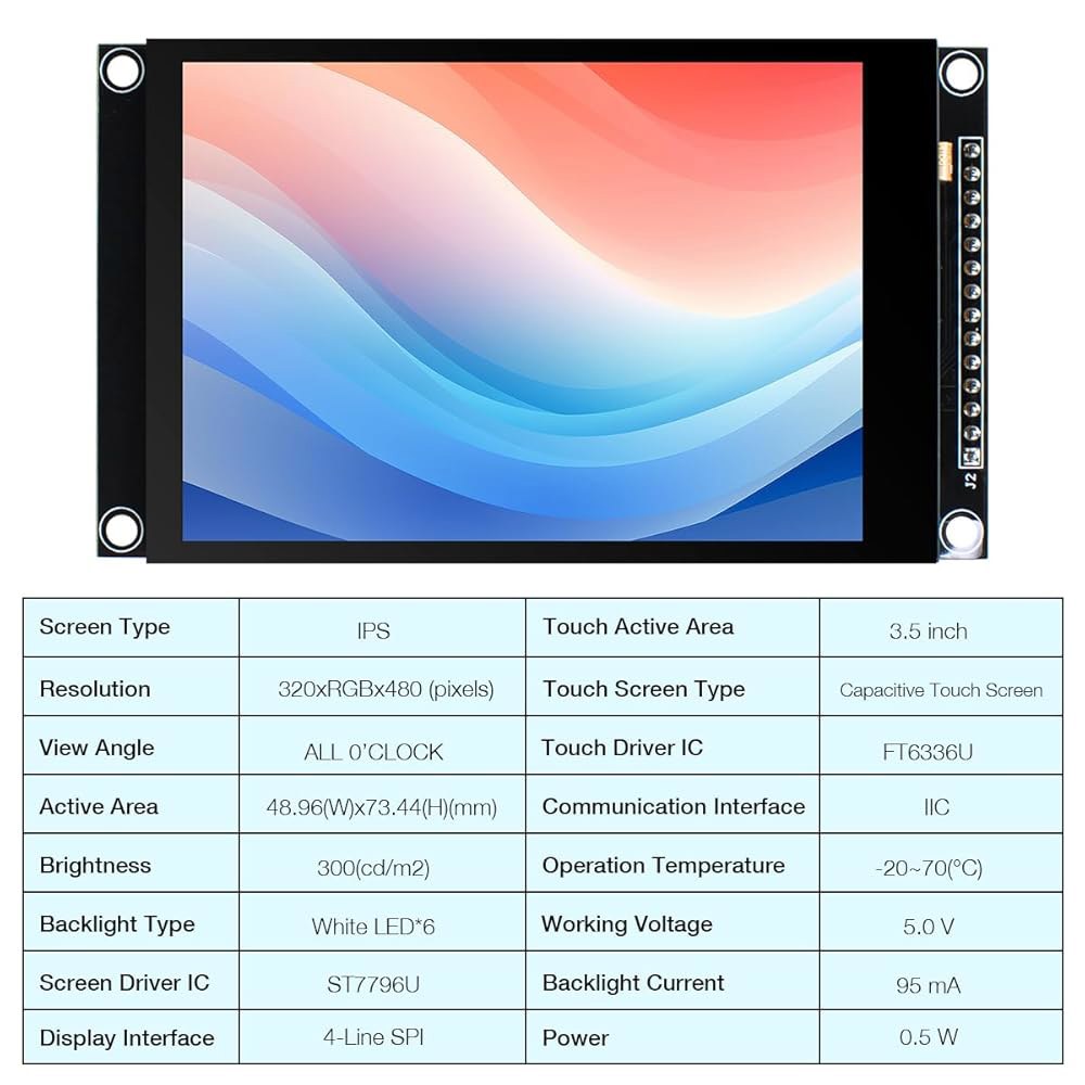 Hosyond 3.5인치 320x480 IPS 정전식 터치스크린 LCD 모듈 SPI 시리얼 ST7796U 드라이버, Arduino R3 /Mega2560용 2.8 - 상세 이미지 3