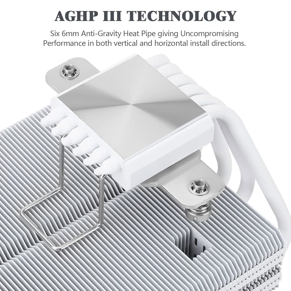 Thermalright SI-100 화이트 ARGB CPU 에어쿨러 ITX, 6 6mm 히트 파이프, 120mm PWM 콰이어트 팬 쿨러, 110mm 높이, AM4 / AM5용, - 상세 이미지 2
