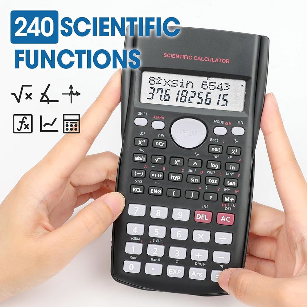 6팩 과학 계산기 벌크, 2줄 240가지 학생용 분수 대학교용 수학 대수학 고등학교 디스플레이 계산기, 스크린 기능 대형 24 Pack - 상세 이미지 3