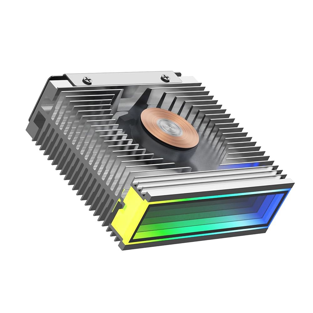 M.2 2280 ARGB 하드 드라이브 히트싱크 PWM 듀얼 팬 솔리드 스테이트 라디에이터 M2 SSD 냉각 5V 3핀 주소 지정 가능 RGB 동기화 쿨러(흰색) White - 상품 이미지