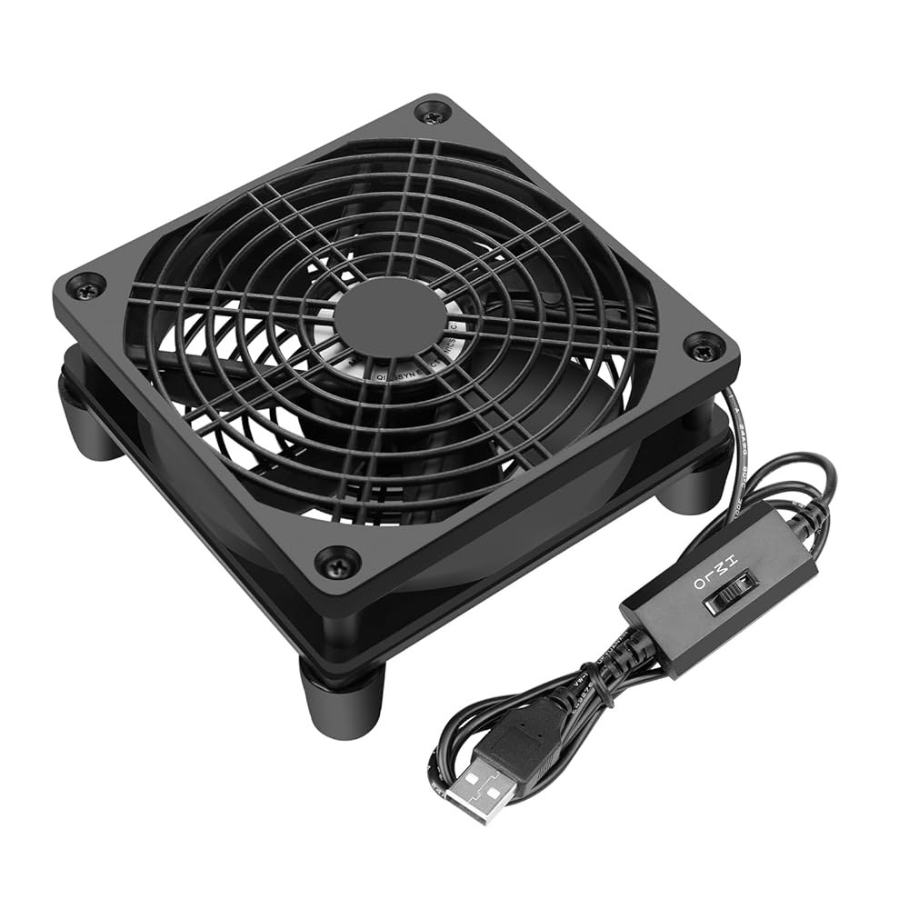 Qirsyn USB 컴퓨터 팬 조용한, 라우터 모뎀 수신기 DVR Xbox TV 박스 냉각을 위한 속도 컨트롤러가 있는 5V 전원 - 상품 이미지