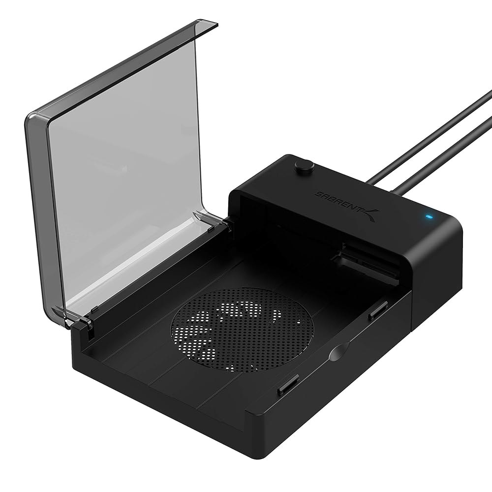 2.5인치 또는 3.5인치 HDD, SSD [UASP 및 22TB 지원](EC-DFFN)용 냉각 팬이 내장된 SABRENT USB 3.0 to SATA 외장 하드 드라이브 레이 - 상품 이미지