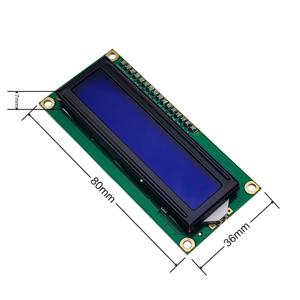 Haldzemo 1602 LCD 화면 디스플레이 모듈 1602A 16x2 문자 직렬 블루 백라이트 DC 5V(IIC/I2C 인터페이스 어댑터 보드 포함) (2팩) - 상세 이미지 2