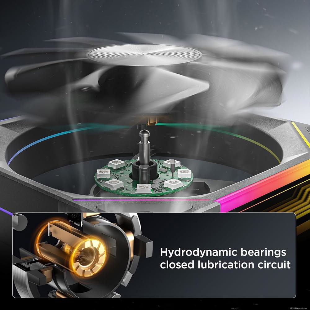 AsiaHorse AMICPro 120mm ARGB PC 팬, 초조용한 작동 30dB, 1800RPM HDB 베어링, 12개의 LED 조명, 향상된 냉각 및 시각적 기능을 지원하는 - 상세 이미지 2