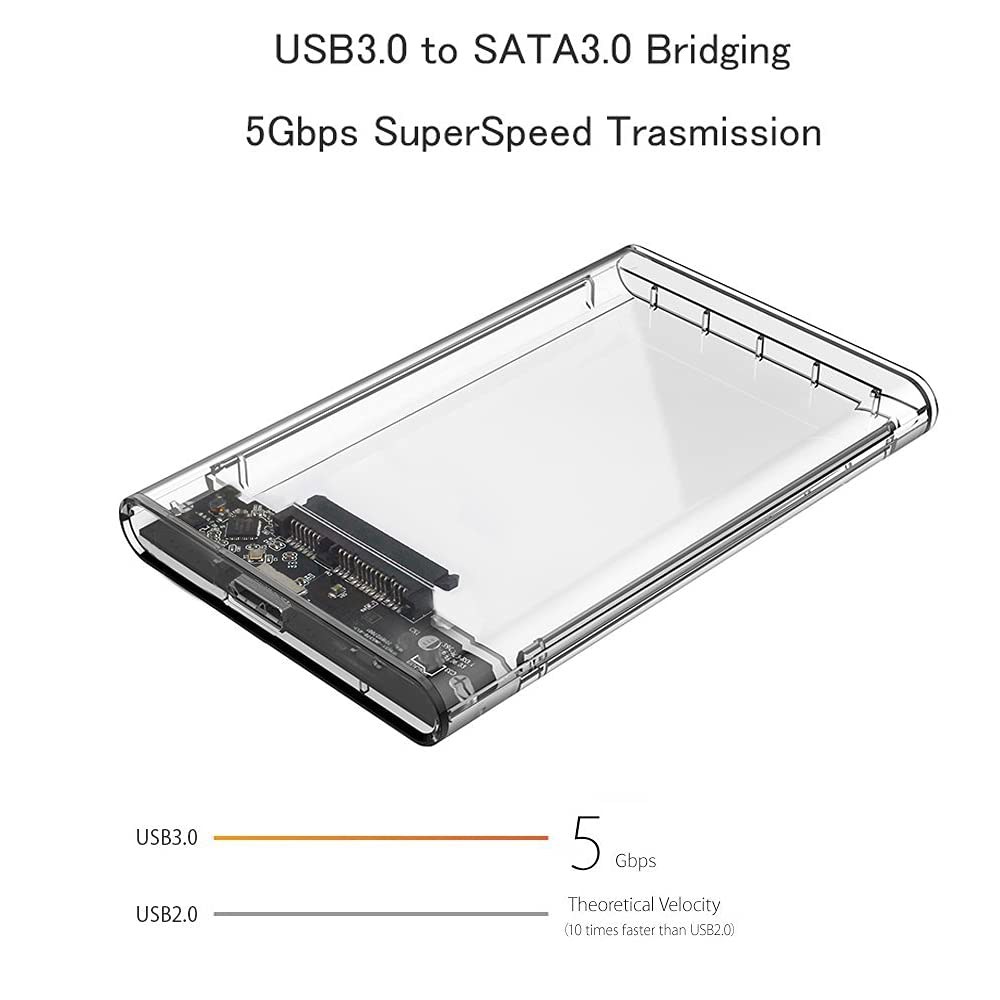 Reletech 2.5인치 외장 하드 드라이브 인클로저, SATA에서 USB 3.1 도구 필요 없음 SSD 및 HDD 9.5mm 7mm 케이스 최대 2TB로 UASP SATA 지원 - 상세 이미지 2