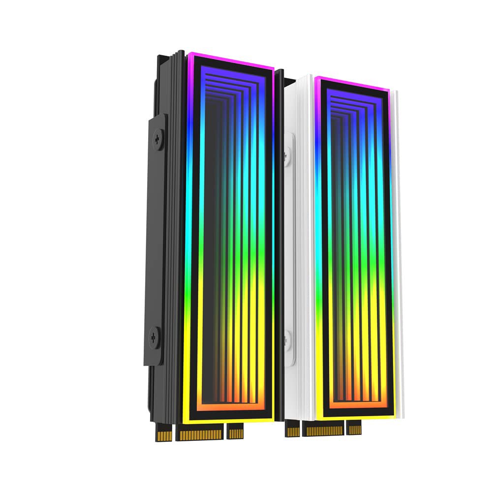 M.2 2280 ARGB 하드 드라이브 방열판 냉각 M2.2280 SSD 쿨러 5V 3핀 주소 지정 가능 RGB 동기화 멀티 메인보드 효율적인 방열 라디에이터(검은색) Black - 상세 이미지 3