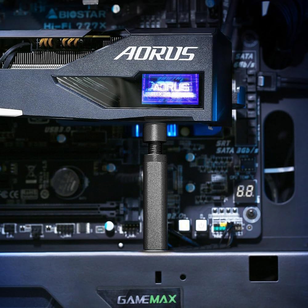AVEZELLA GPU 처짐 홀더 브래킷, 그래픽 카드 브레이스 지지대, 범용 VGA/비디오 스탠드, 마그네틱 베이스(L, 블랙)가 있는 모든 알루미늄 합금 Large Black - 상세 이미지 2