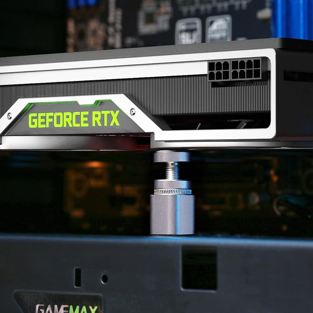 AVEZELLA GPU 처짐 홀더 브래킷, 그래픽 카드 브레이스 지지대, 범용 VGA/비디오 스탠드, 마그네틱 베이스(S, 실버)가 있는 모든 알루미늄 합금 Large Black - 상세 이미지 2