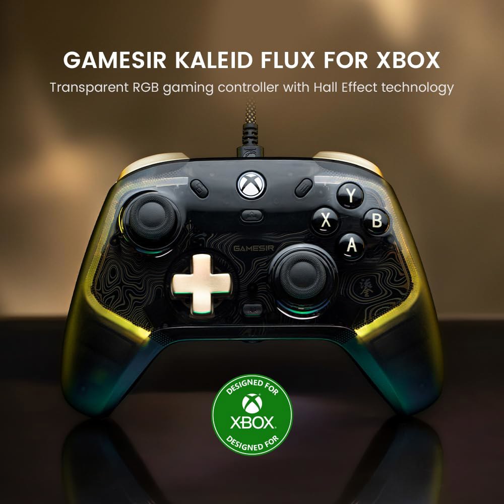Xbox, RGB 조명 및 홀 효과 조이스틱을 위한 GameSir Kaleid 플럭스 강화 유선 컨트롤러, Xbox Series X|S, One, Windows 10/11 PC와 - 상세 이미지 2