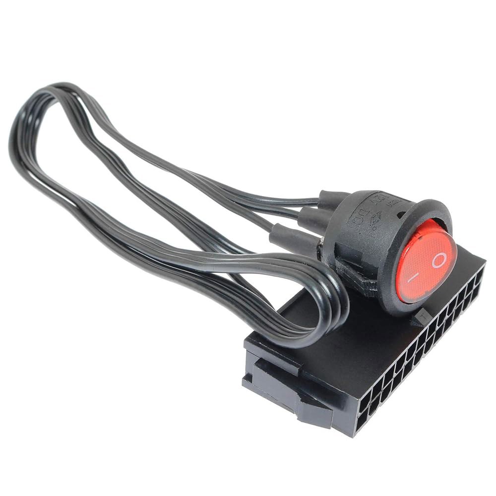 땋은 케이블과 빨간불이 있는 SQXBK 24핀 여성 ATX PSU 전원 공급 스타터 온/오프 스위치 점퍼 브리지 - 상품 이미지