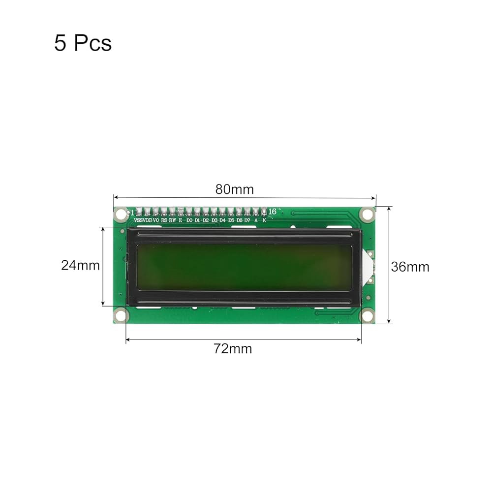 MECCANIXITY 5Pcs LCD 1602 디스플레이 모듈 5V, 노란색 화면 백라이트 16x2 인터페이스 어댑터 72x24mm 72x24mm Blue 3 - 상세 이미지 2