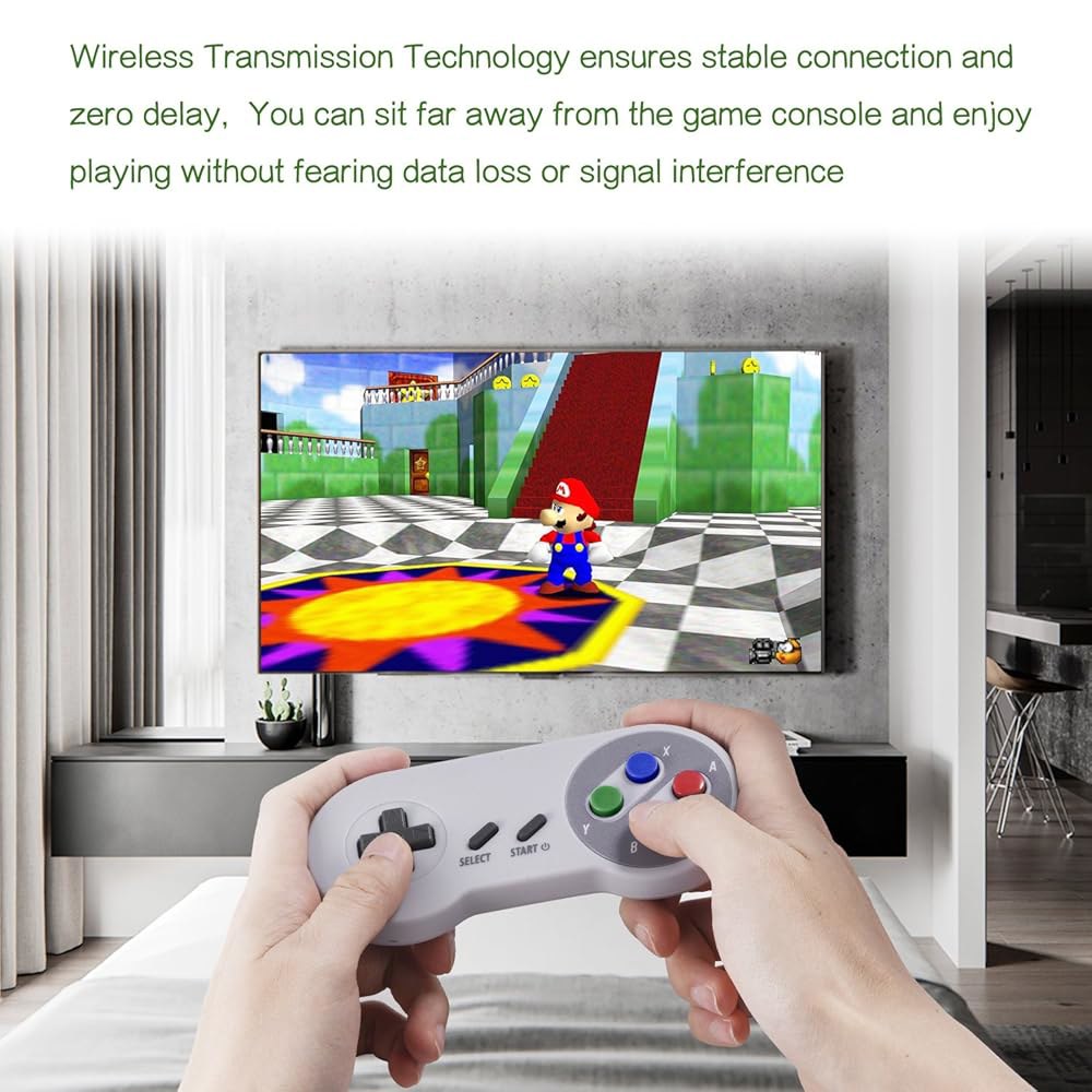 SNES 게임과 호환되는 SAFUN 2 팩 2.4GHz 무선 USB 컨트롤러, Windows PC MAC 리눅스 제네시스 라즈베리 파이 레트로피용 레트로 슈퍼 클래식 컨트롤러(다색 - 상세 이미지 3