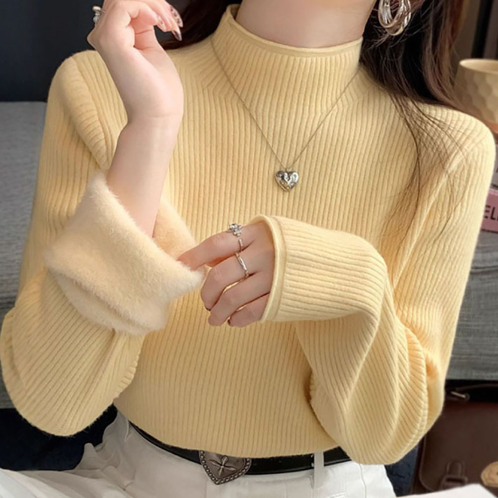 반폴라 무지 슬림핏 골지 기모티셔츠 NF-1005347 - 메인 이미지
