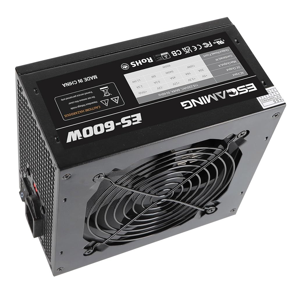 600W ATX 전원 공급 장치 PSU, 120mm 초조용 냉각 팬을 갖춘 ESGAMING 모든 보호 기능 600W - 상세 이미지 3