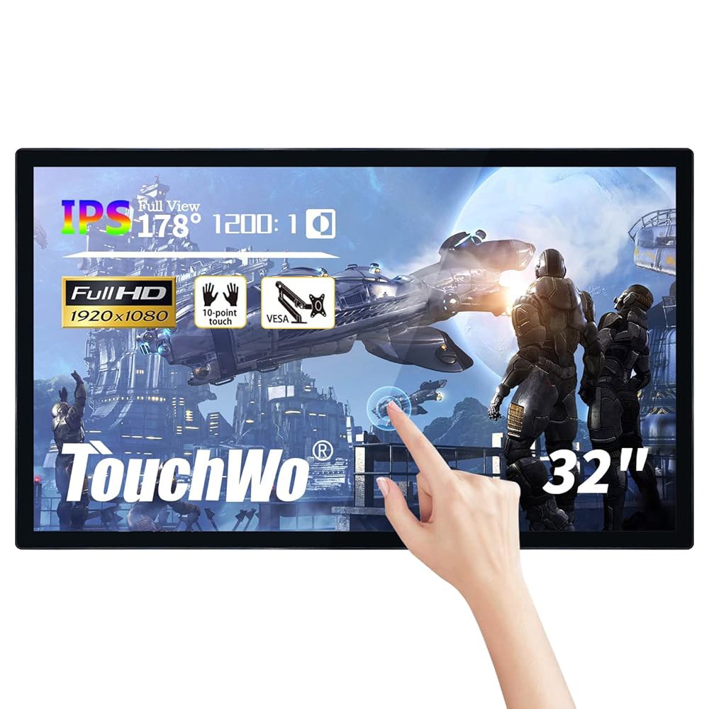 TouchWo 32인치 인터랙티브 터치스크린 모니터, 16 9 디스플레이 1080P 스마트 보드, 사무실 및 교실용 Win-10 전자 화이트보드 PC, Core i5 RAM 4G - 상품 이미지