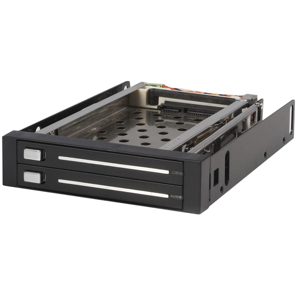 StarTech.com 2 드라이브 2.5인치 트레이리스 핫 스왑 SATA 모바일 랙 백플레인 - 3.5 HDD(HSB220SAT25B)용 듀얼 인클로저, 블랙 - 상품 이미지