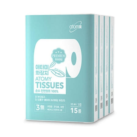 애터미 프리미엄 화장지 에터미 애토미 휴지 더 부드럽고 도톰한 두꺼운 60롤 (15개 4세트)