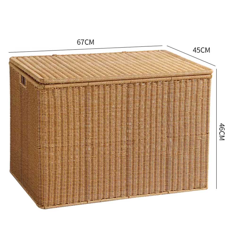 라탄 바구니 초대형 주방 캐비닛 보관 와이드 왕골 50x35x30/31cm 라이트 브라운 이미지 7