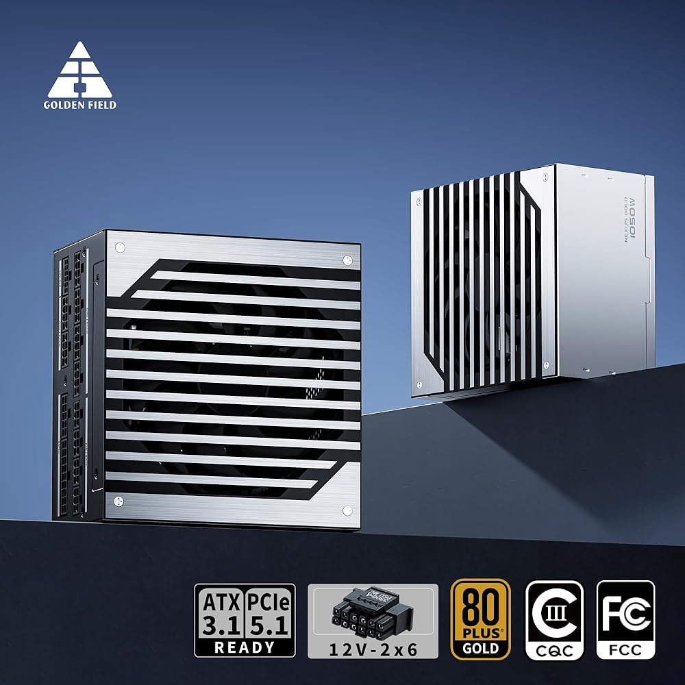 골든 필드 넥서스 650W 풀 모듈식 전원 공급 장치, ATX 3.1 및 PCIe 5.1 지원 80Plus 골드 인증, PWM 제어 팬 포함 ECO 모드, 450W 네이티브 12V - 상세 이미지 2