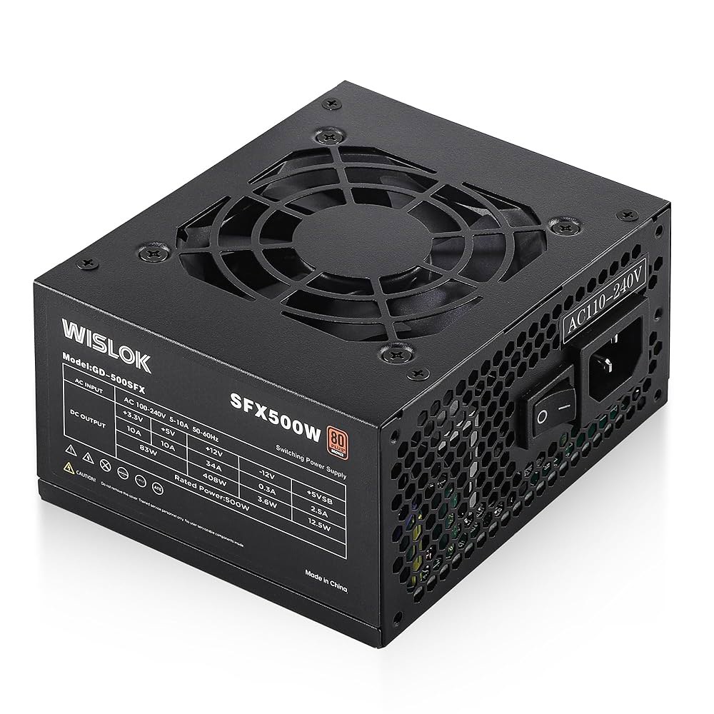 WISLOK SFX 전원 공급 장치 500W PSU 비모듈형 디자인 폼 팩터는 미니 ITX / SFF MATX PC 게임 및 RTX 3060 4060과 호환되는 홈 시어터에 적합합 - 상품 이미지