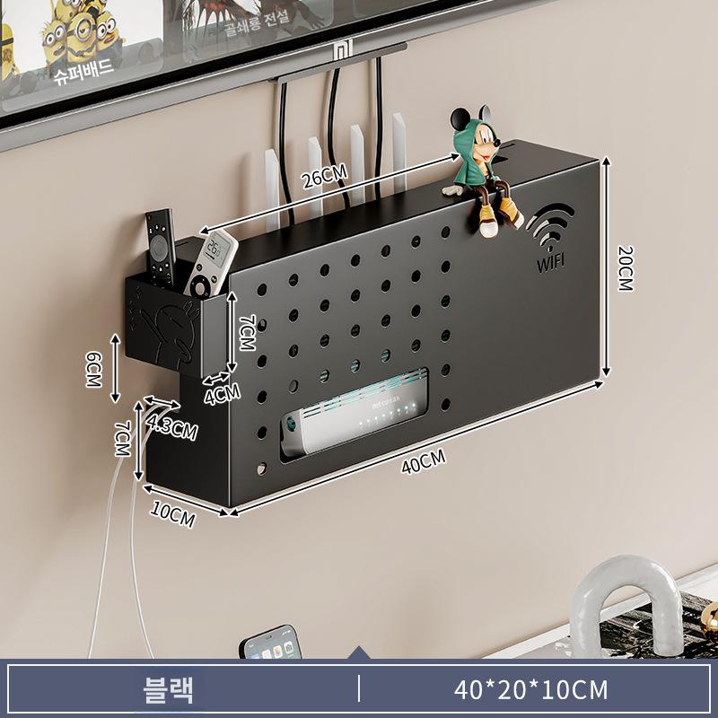 벽걸이형 무선 와이파이 공유기 TV 광모뎀 거치대 블랙 소형 40cm A 통선형 이미지 6