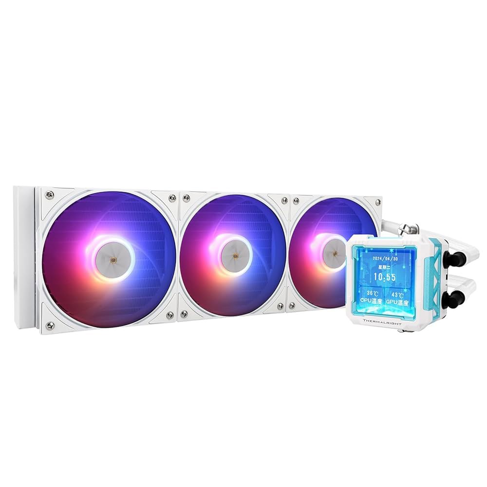 Thermalright FW PRO 360 ARGB 화이트 CPU AIO 쿨러, 320 해상도의 IPS LCD 화면, AM5 & Intel 1700 / 1851용, 2.73인치 - 상품 이미지