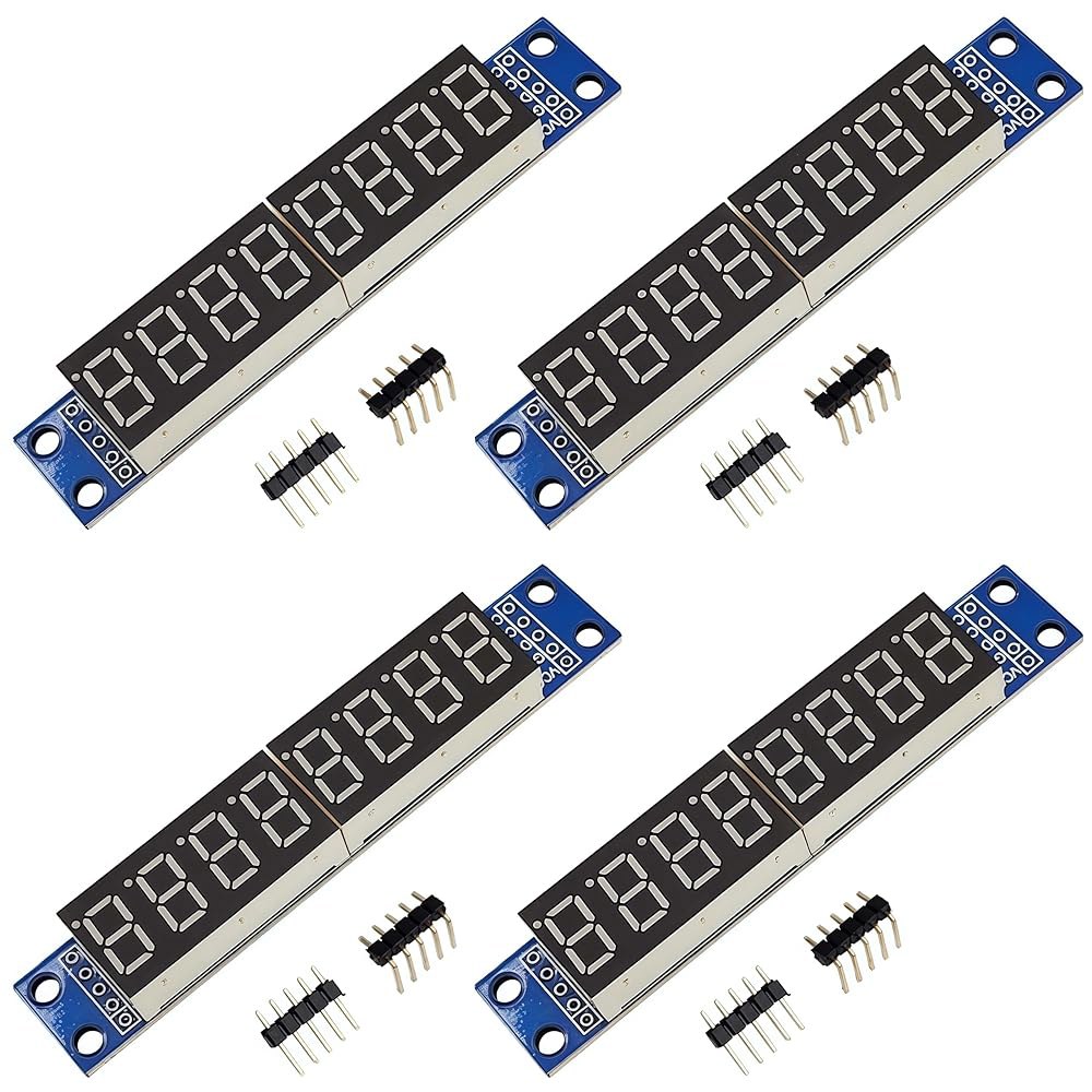 Yuhseel 4PCS MAX7219 8자리 7 세그먼트 디지털 0.36인치 8비트 빨간색 LED 디스플레이 튜브 모듈, Arduino 51 /AVR /STM32와 호환 - 상품 이미지
