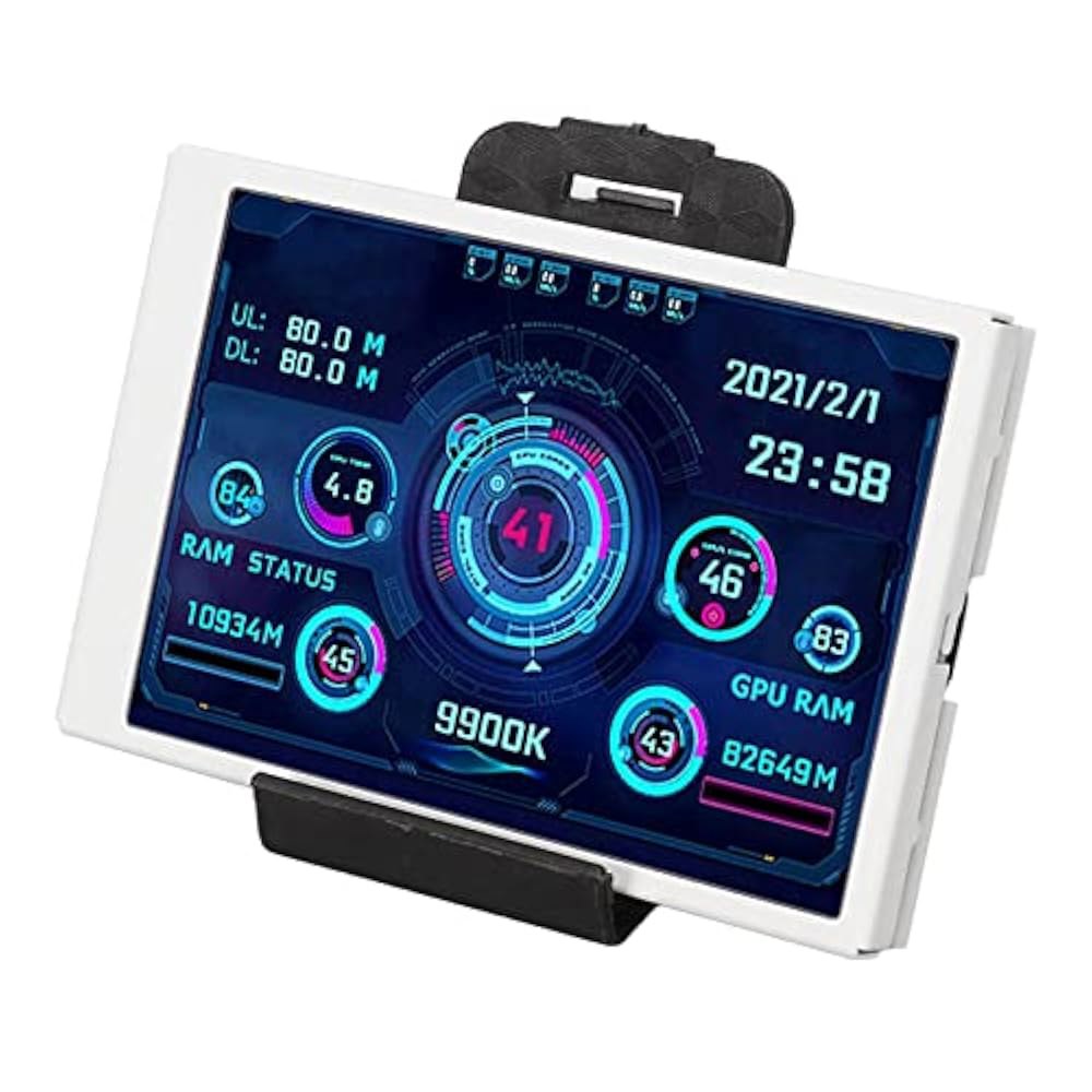3.5인치 컴퓨터 온도 모니터, 전체 보기 디스플레이, AIDA64 PC CPU RAM용 USB 미니 화면, 플러그 앤 플레이(흰색) Black - 상품 이미지