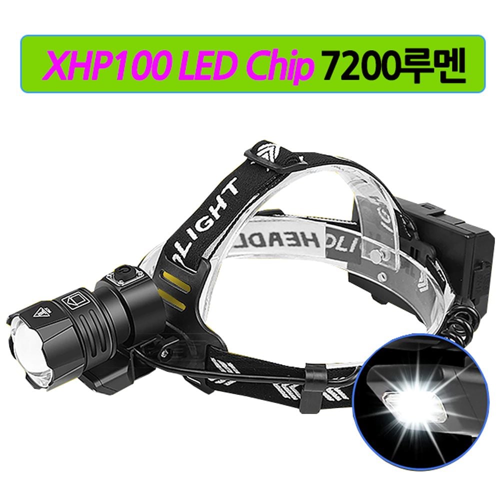 XHP100 LED COB 충전식 줌 랜턴 헤드랜턴 7200루멘 - 상품 이미지