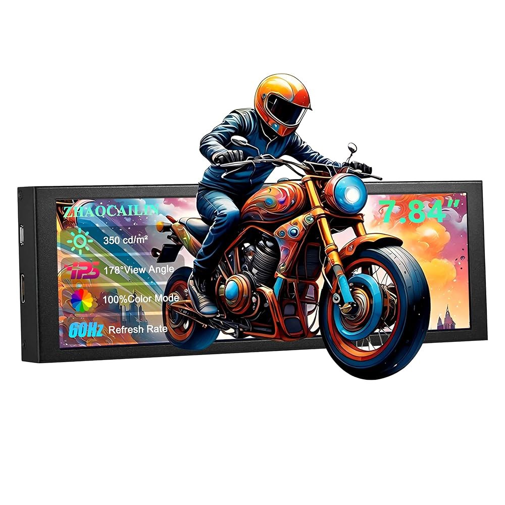 ZHAOCAILIN 7.84인치 HD 미니 모니터 1280x400 IPS 스트레치 바 LCD 디스플레이, 컴퓨터 노트북 속도 온도 Aida64 CPU GPU 모니터링 보조 화면 - 상품 이미지