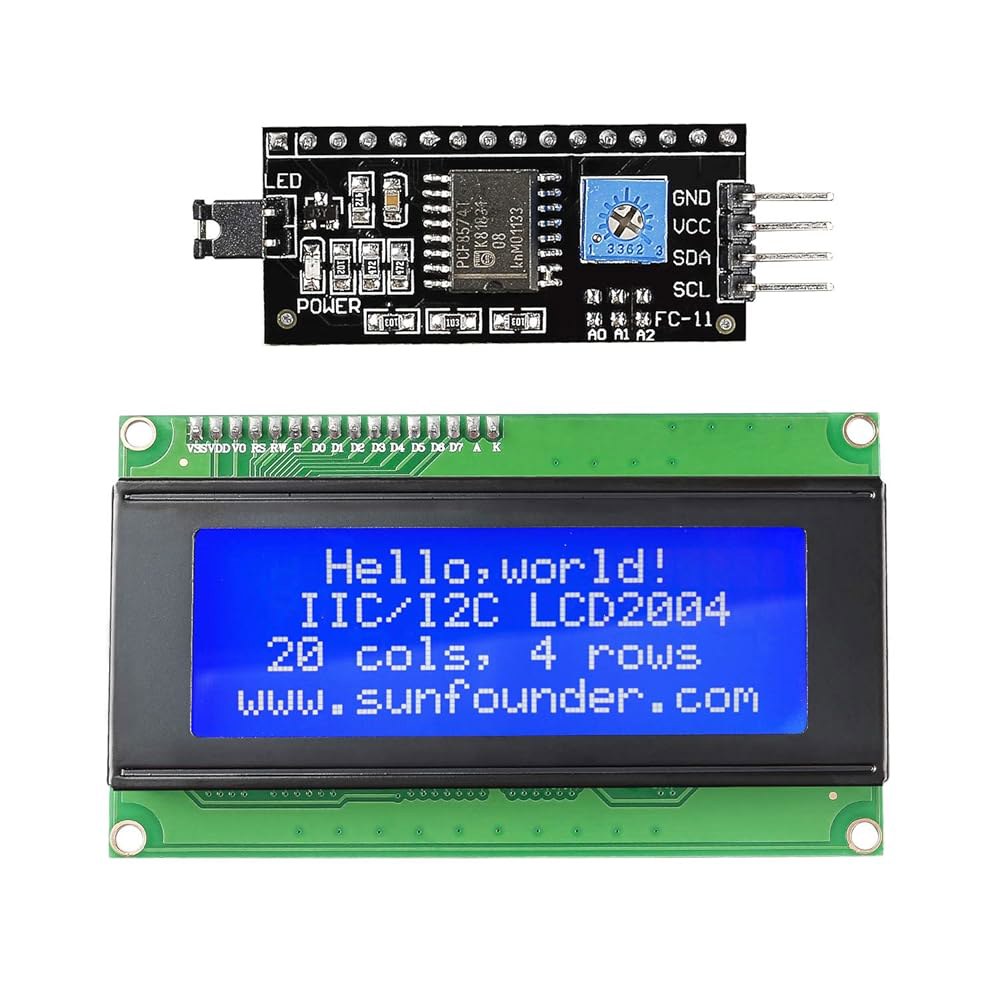 SunFounder IIC I2C TWI 시리얼 2004 20x4 LCD 모듈 실드, Arduino R3 MEGA 호환 (IIC 2004) LCD1602 (1Pack) - 상품 이미지