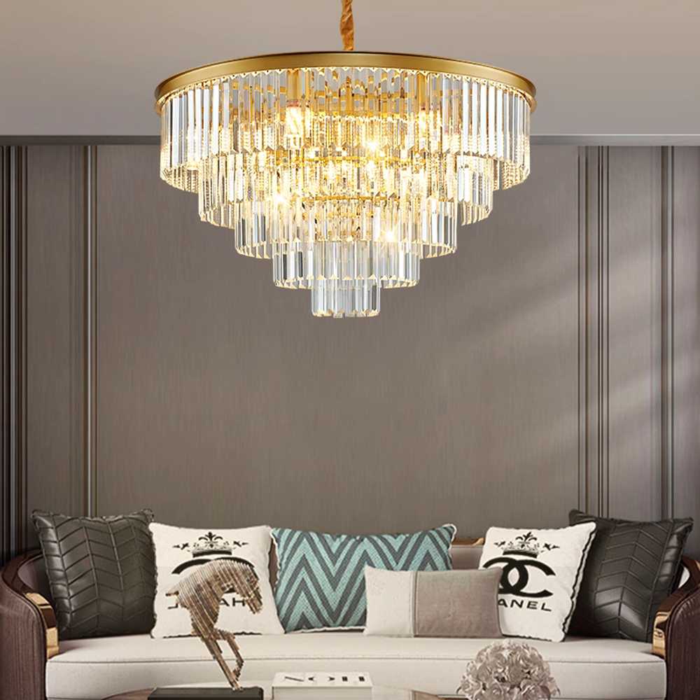 크리스탈 샹들리에 홈 식탁등 프랑스 홀 복도 앤틱 50x30cm 3단 / LED 삼색 조명 - 상세 이미지 4
