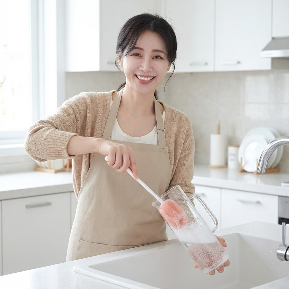 1+1 스펀지 컵 세척솔 텀블러 병 보틀 브러쉬 주방 틈새 청소 이미지 7