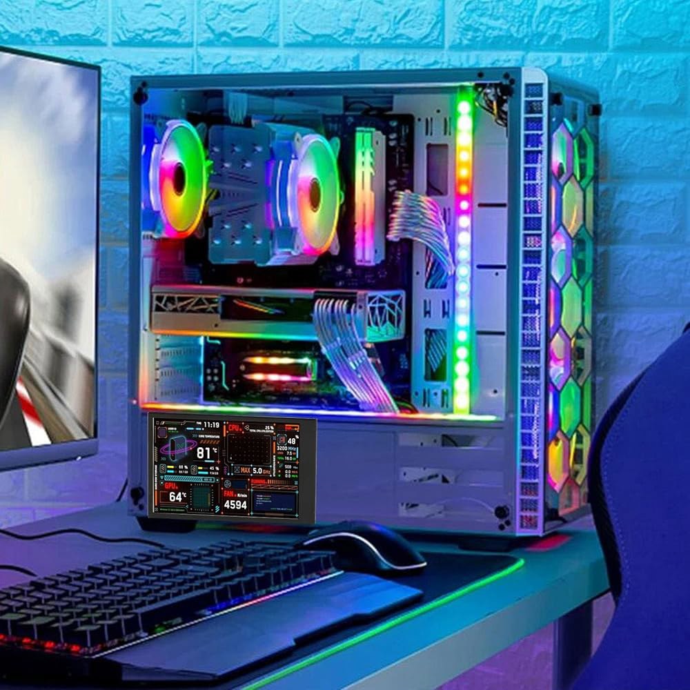 VBESTLIFE 3.5인치 컴퓨터 온도 모니터, USB C PC 미니 센서 패널 디스플레이, AIDA64 CPU 데이터 모니터 케이스 보조 화면용 - 상세 이미지 2
