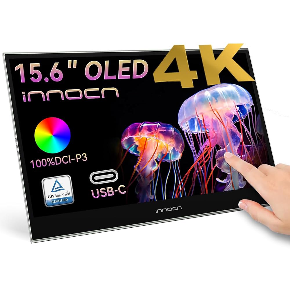 사진 편집을 위한 4K, 100 DCI-P3, 100000 1, 10Bits, 노트북, PC, 휴대폰, 콘솔, 브라운, PU15 Pre C를 INCON 15.6인치 휴대용 모니터 - 상품 이미지