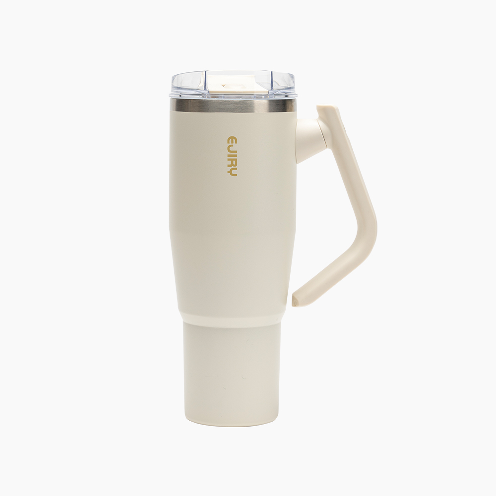 에지리 블레이저 텀블러 회전핸들 손잡이 빨대 대용량 스텐 보온보냉텀블러 1200ml, 아이보리