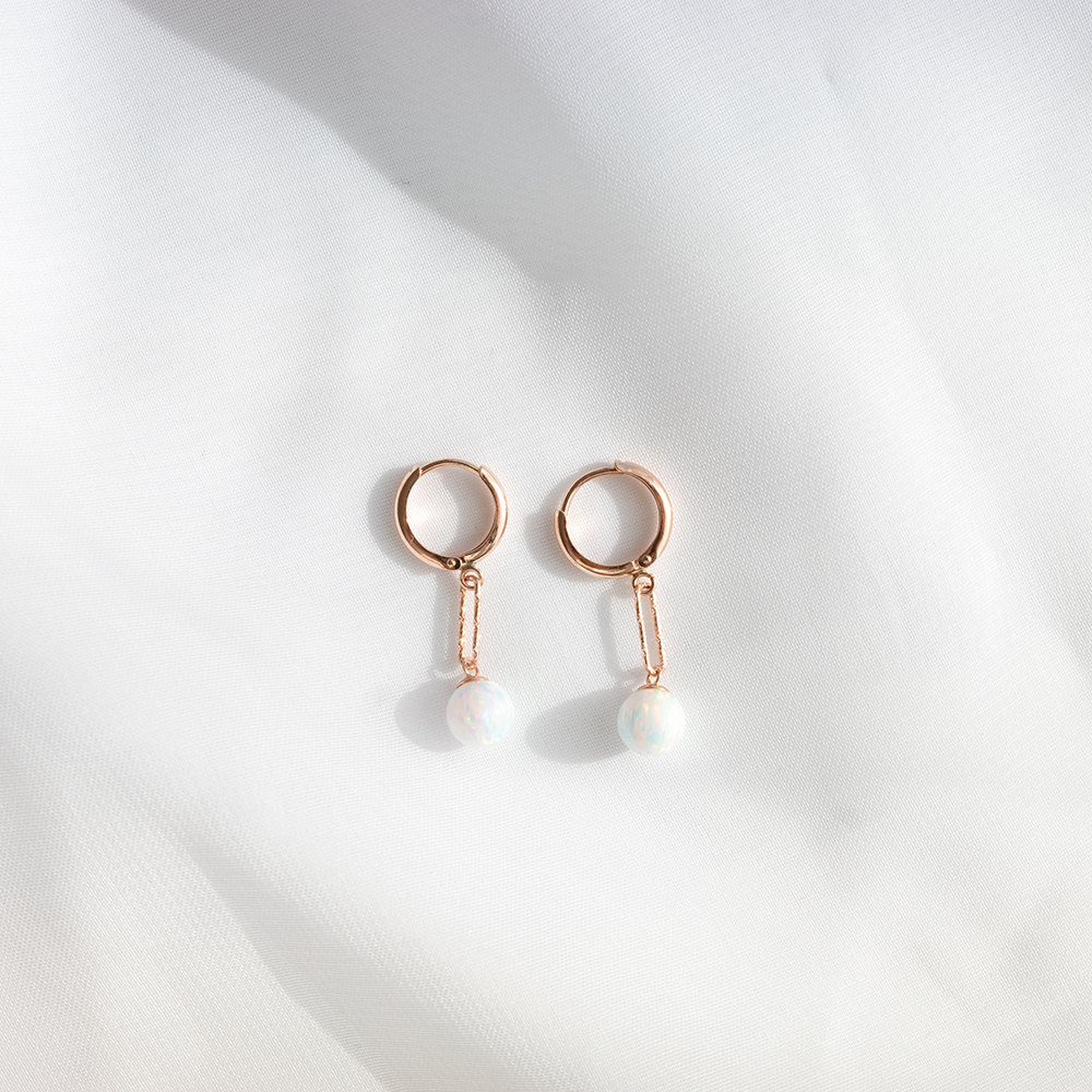 14k 6mm 합성오팔 컷팅 클립 원터치 귀걸이 OPPE0196 - 상세 이미지 3