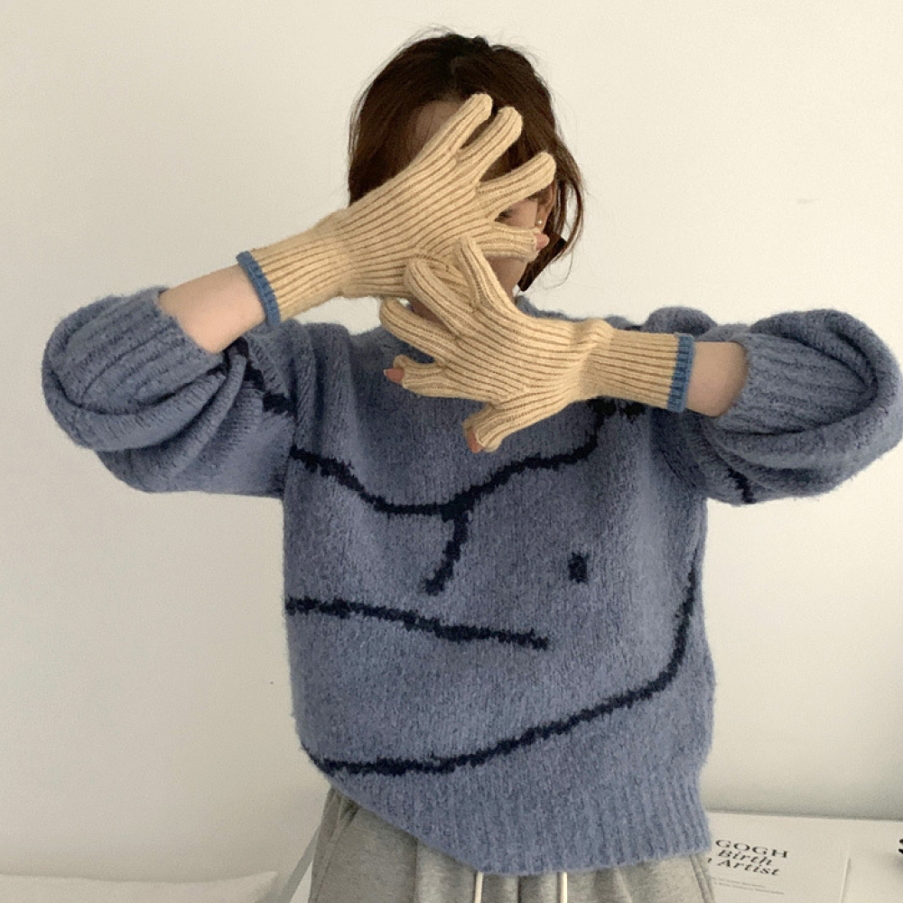 겨울 니트 스마트폰 터치 손가락 장갑 - 메인 이미지