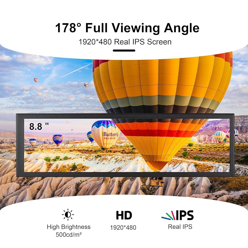 컴퓨터 케이스 온도 Windows Aida64 CPU 모니터용 FHD IPS 1920x480 LCD 디스플레이가 장착된 와세코 8.8인치 보조 화면 모니터 - 상세 이미지 2