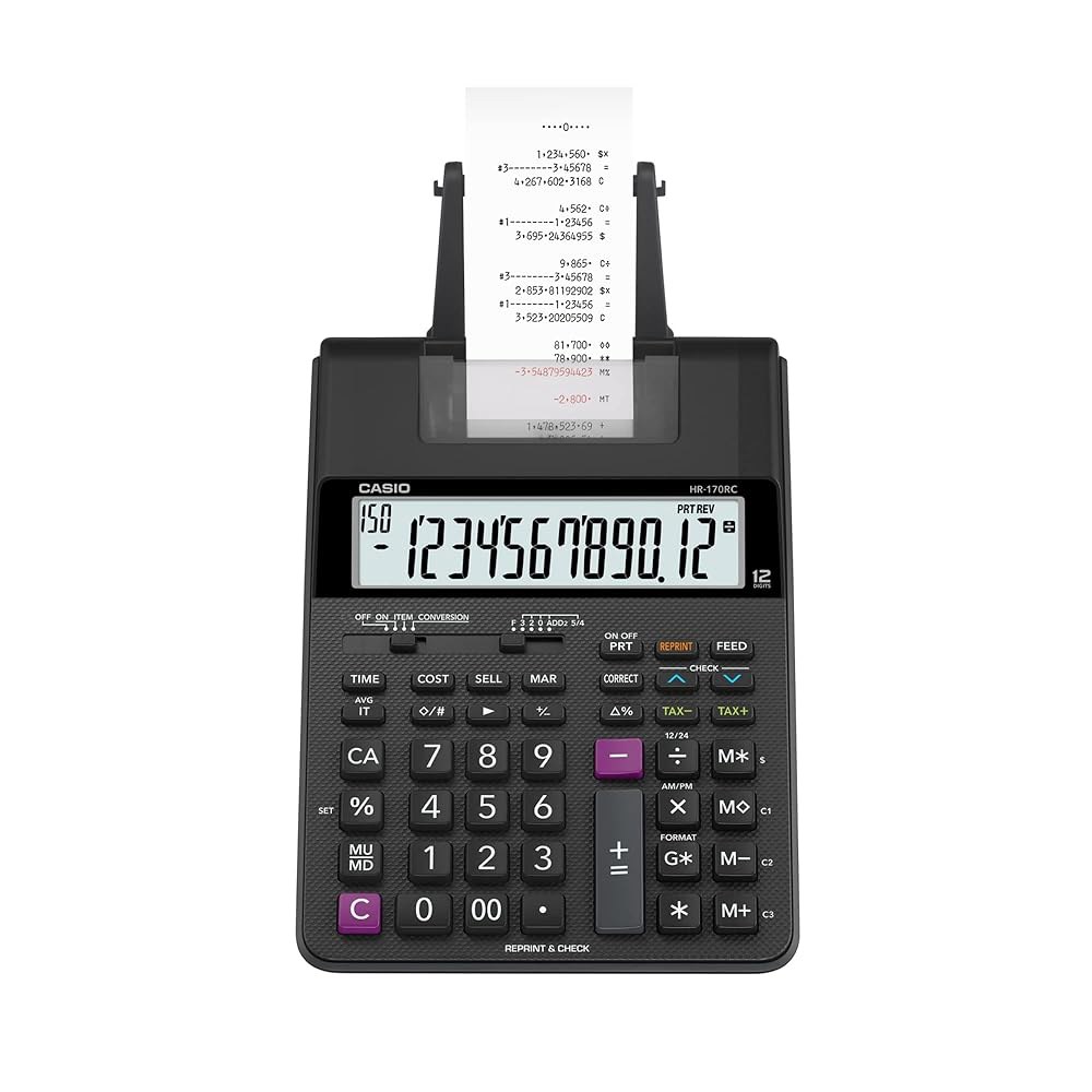 Casio HR-170RC 프린팅 계산기, 블랙, 블랙. x 6.6cm 29.5cm, 16.5cm - 상세 이미지 2