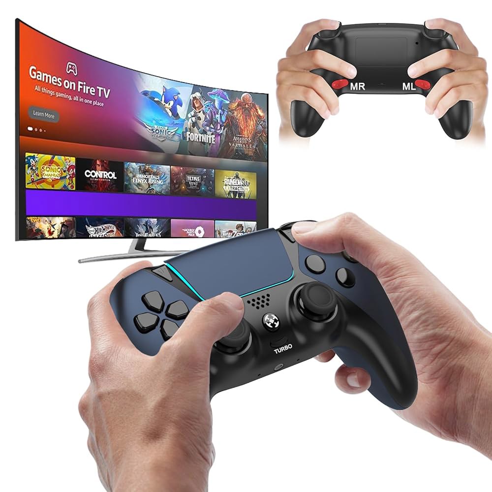 백 패들, 터보, PC용 무선 파이어 TV 게임 컨트롤러, 지포스 NOW, 파이어스틱, ALPS 조이스틱으로 루나 게임패드 교체, 드 트 스틱 없음, 파란색으로 업그레이드됨 - 상품 이미지