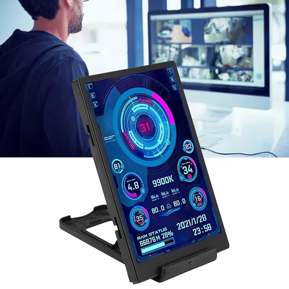 마린쿠스 프로터블 미니 IPS 풀뷰 모니터 디스플레이 화면, 3.5인치 USB-C PC 초박형 7mm 산업용 데이터 표시기, 알루미늄 합금, 360도 회전, - 상세 이미지 2