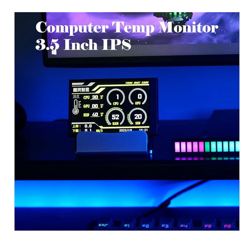 3.5인치 컴퓨터 디스플레이 CPU HDD 데이터 모니터, USB C 인터페이스, 온도 AIDA64용, 밝기 조정, 사용자 지정 가능한 레이아웃 - 상세 이미지 2