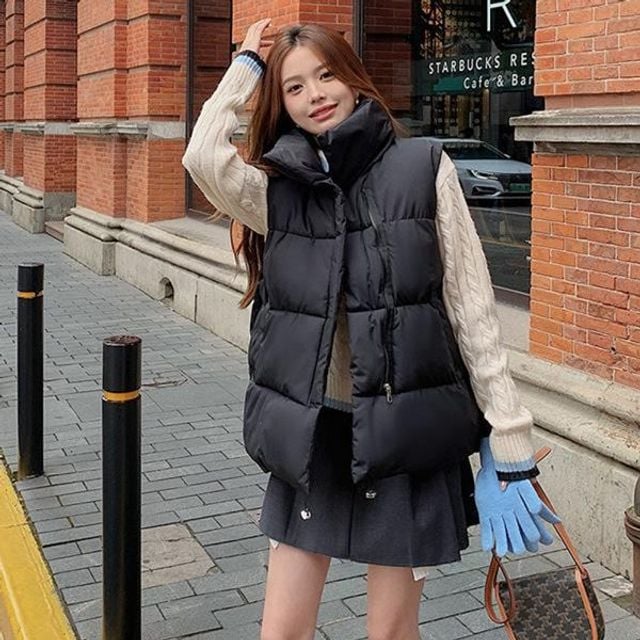 여성겨울외출복 조끼패딩 여성조끼 겨울패딩 베이직 - 메인 이미지