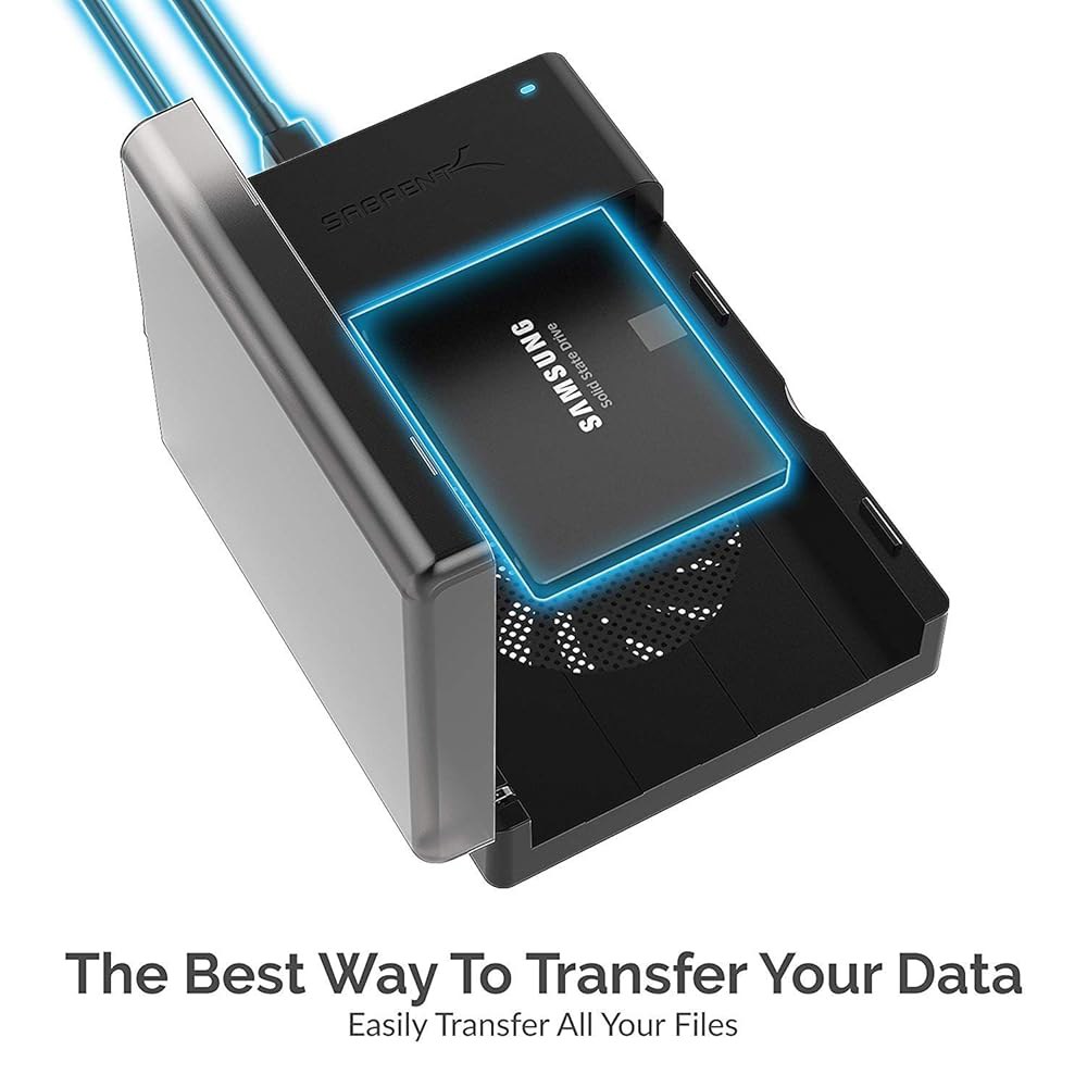 2.5인치 또는 3.5인치 HDD, SSD [UASP 및 22TB 지원](EC-DFFN)용 냉각 팬이 내장된 SABRENT USB 3.0 to SATA 외장 하드 드라이브 레이 - 상세 이미지 2