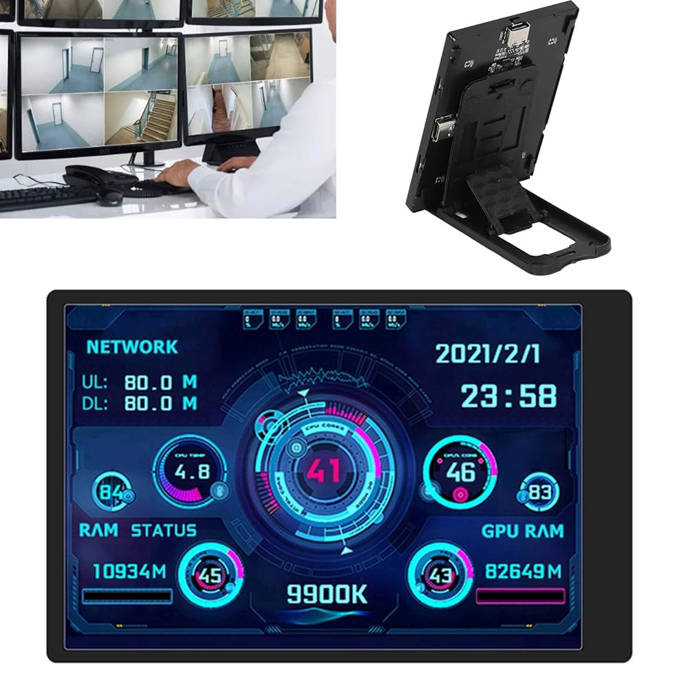 마린쿠스 프로터블 미니 IPS 풀뷰 모니터 디스플레이 화면, 3.5인치 USB-C PC 초박형 7mm 산업용 데이터 표시기, 알루미늄 합금, 360도 회전, - 상세 이미지 3