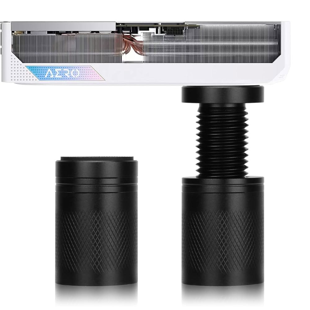 제이메이 소형 그래픽 카드 GPU 지지 브래킷, 비디오 처짐 홀더 안티 홀더, 헤비 듀티 스탠드, 조절 가능한 미니 브래킷 알루미늄, 블랙(M,2-3.15인치) - 상품 이미지
