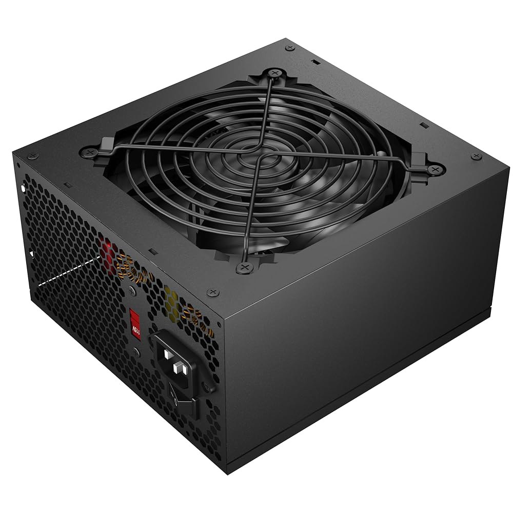 ICESHARKS 600W 비모듈형 ATX 전원 보호, 6+2 핀 커넥터가 있는 공급, AC115-230v 120mm 사일런트 팬 게이밍 PSU 블랙. 600w - 상세 이미지 2